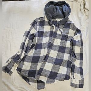 SALE! Girl's Time & Tru Grey and White Plaid Hoodie (size 12-14)